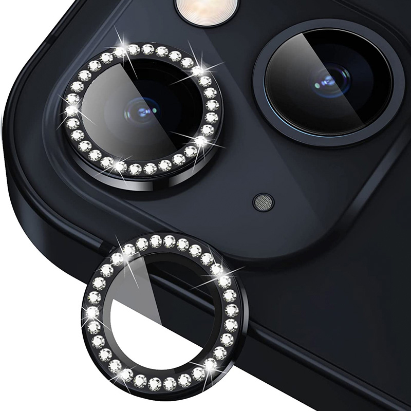 Diamond Camera Lens w/HD Tempered Glass  for iPhone 13 / 13 Mini (Midnight)