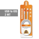 LDNIO LS602 30W Fast Charging Gray Data Cable (6 ft) USB-A to Lightning