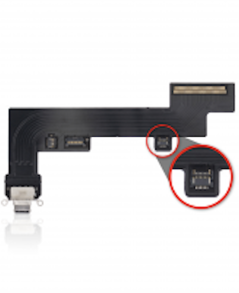 Charging Port Flex Cable Compatible For iPad Air  5 (WiFi Version) (Aftermarket Plus) (Black)