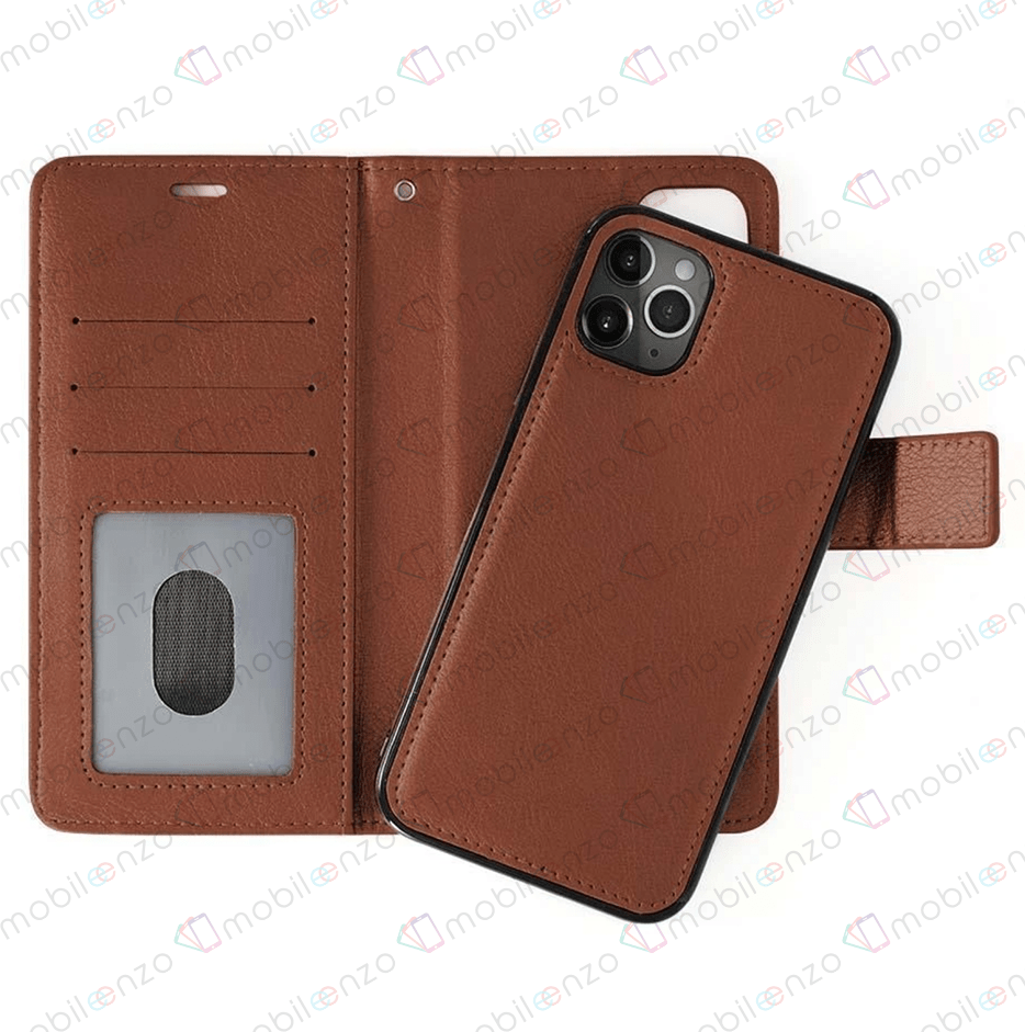 Classic Magnet Wallet Case for iPhone 14 Plus - Brown