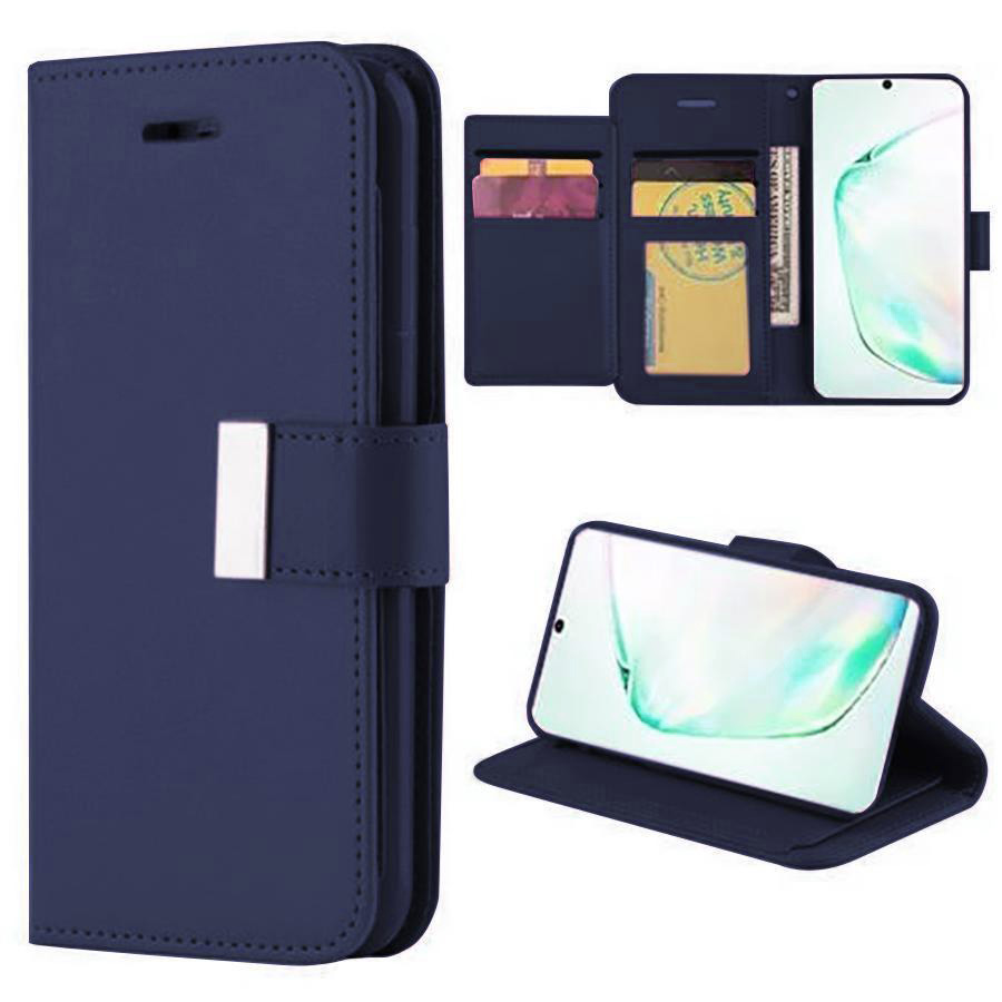 Flip Leather Wallet Case for iPhone 14 Plus - Dark Blue