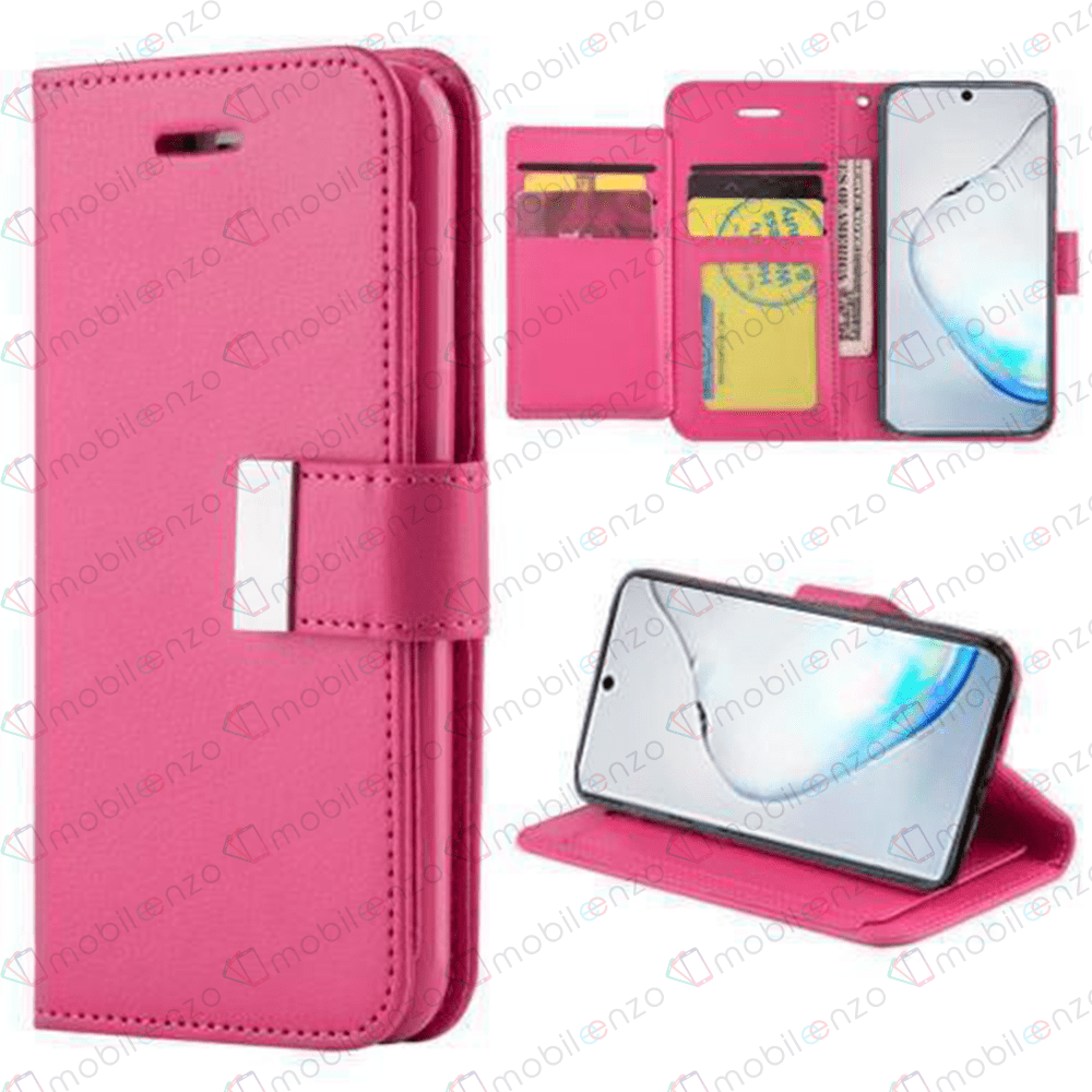 Flip Leather Wallet Case for iPhone 14 Plus - Hot Pink