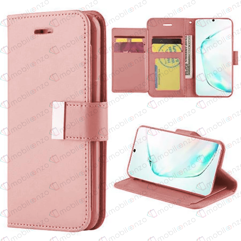 Flip Leather Wallet Case for iPhone 14 Plus - Rose Gold
