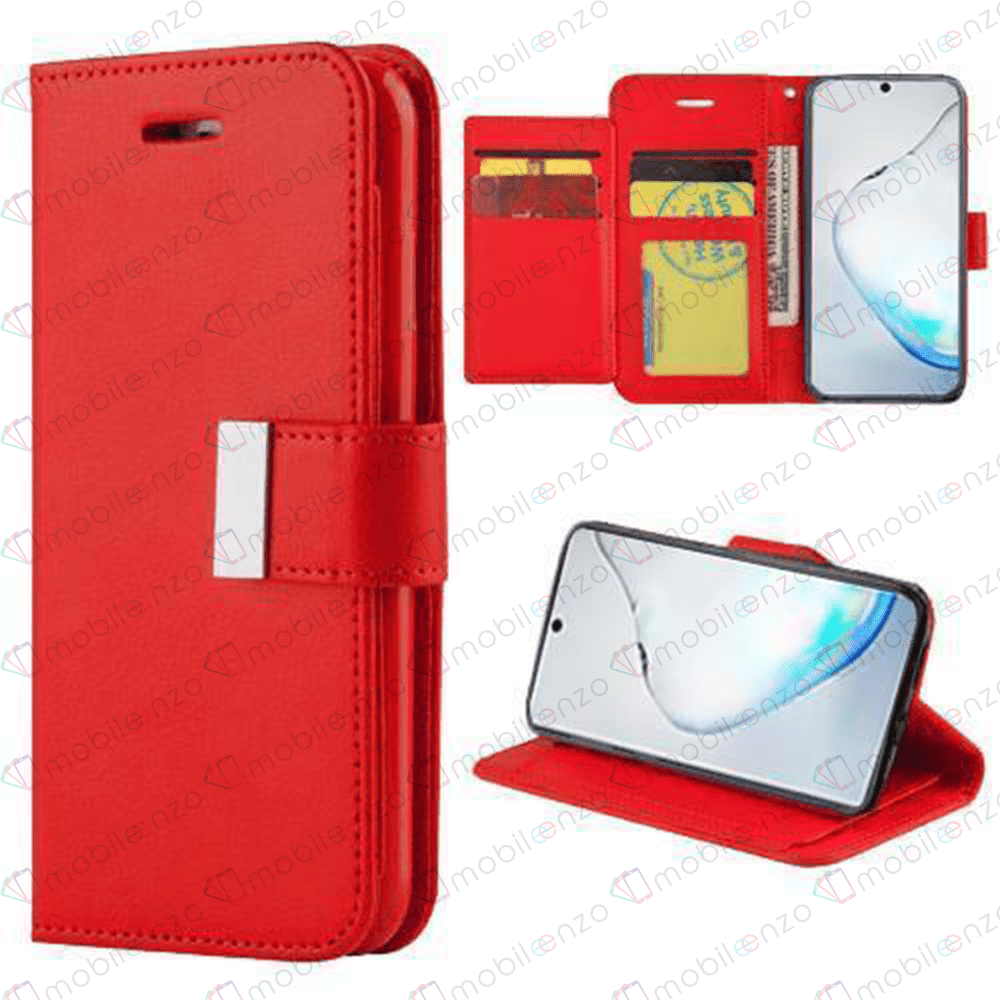 Flip Leather Wallet Case for iPhone 14 Plus - Red