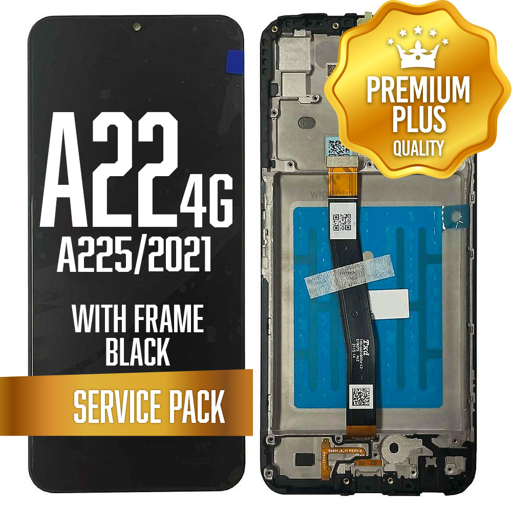 LCD Assembly for Galaxy A22 4G (A225, 2021) with Frame - Black (Service Pack)