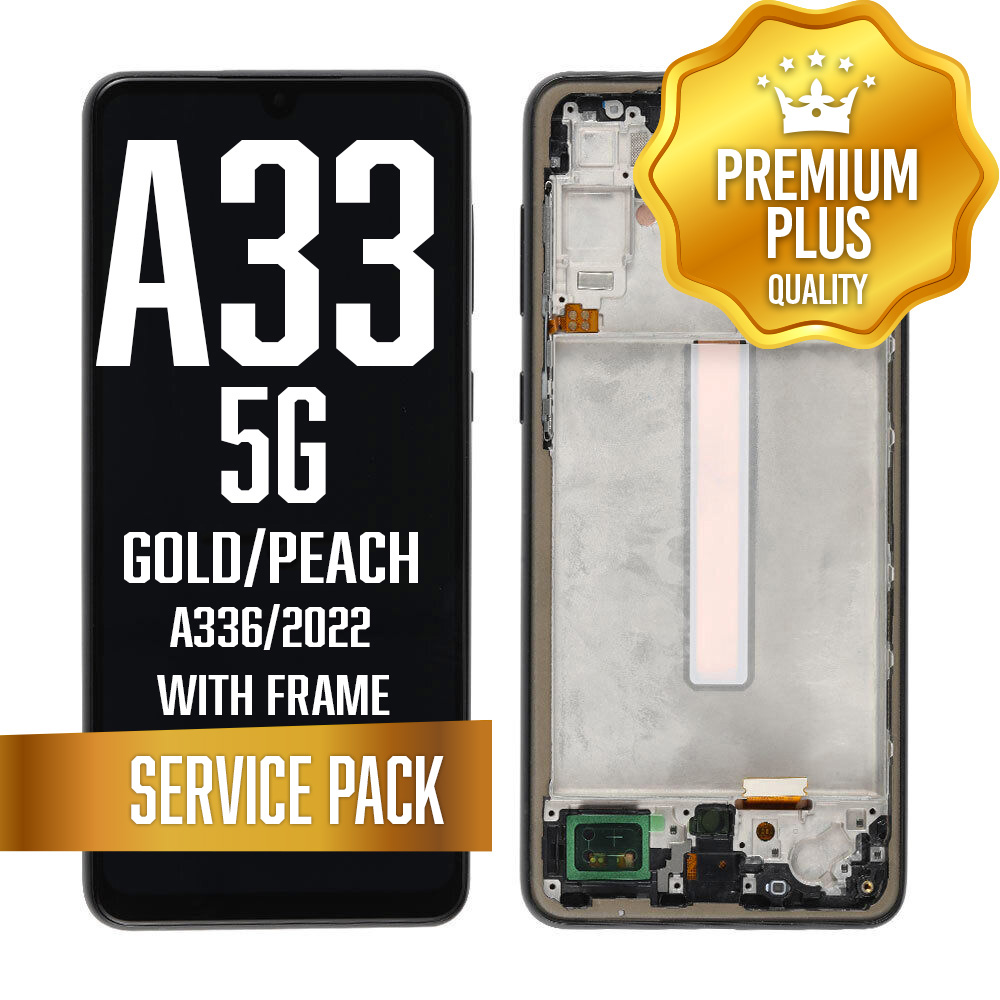 LCD Assembly for Galaxy A33 5G (A336/2022) with Frame - Gold/Peach (Service Pack)