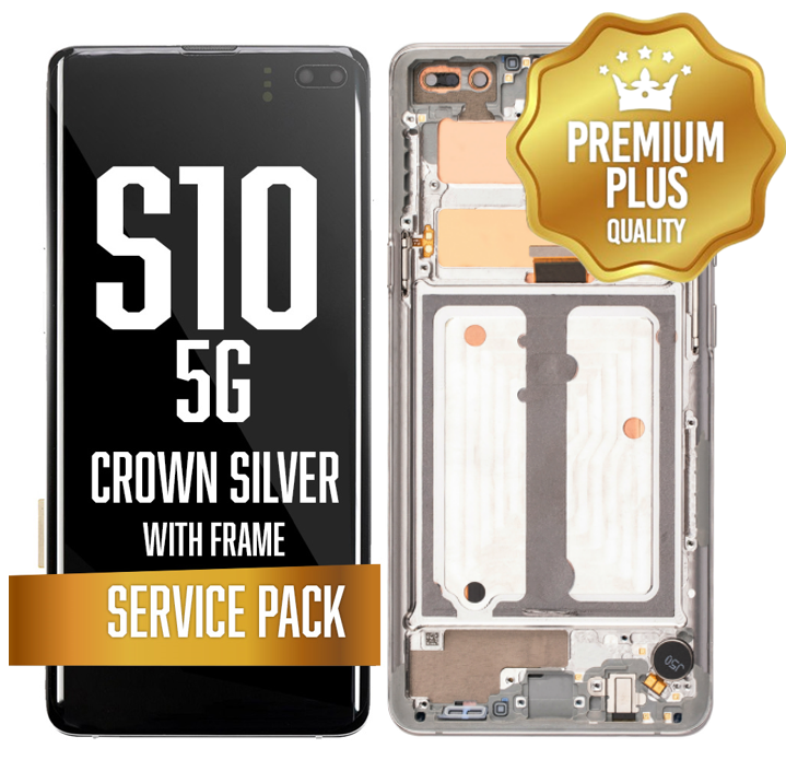 OLED Assembly for Samsung Galaxy S10 5G with Frame - Crown Silver (Service Pack)