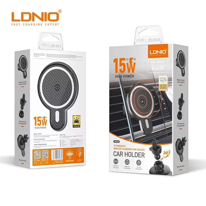 LDNIO 15 W Magnetic Wireless Charging Car Holder MA20