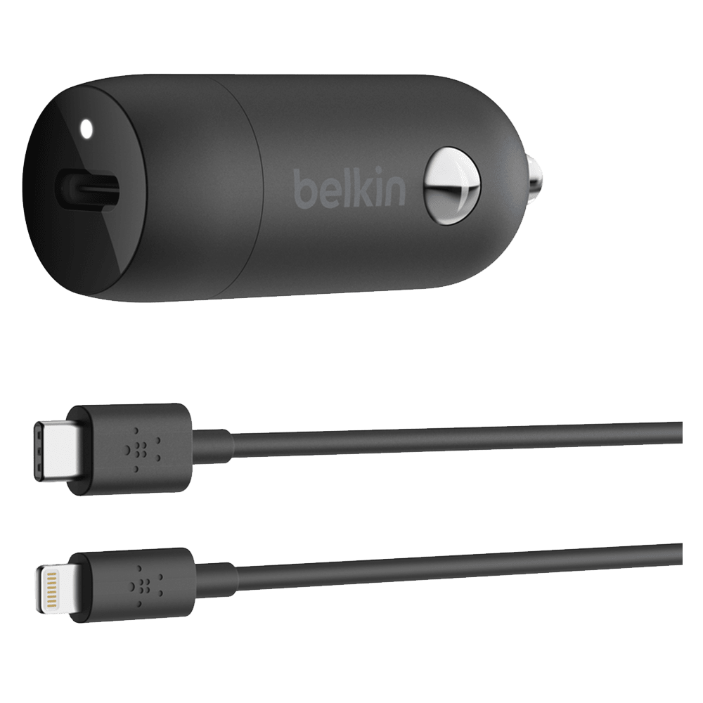 Belkin - Boost Charge Usb C Car Charger 20w And Usb C To Apple Lightning Cable 4ft - Black