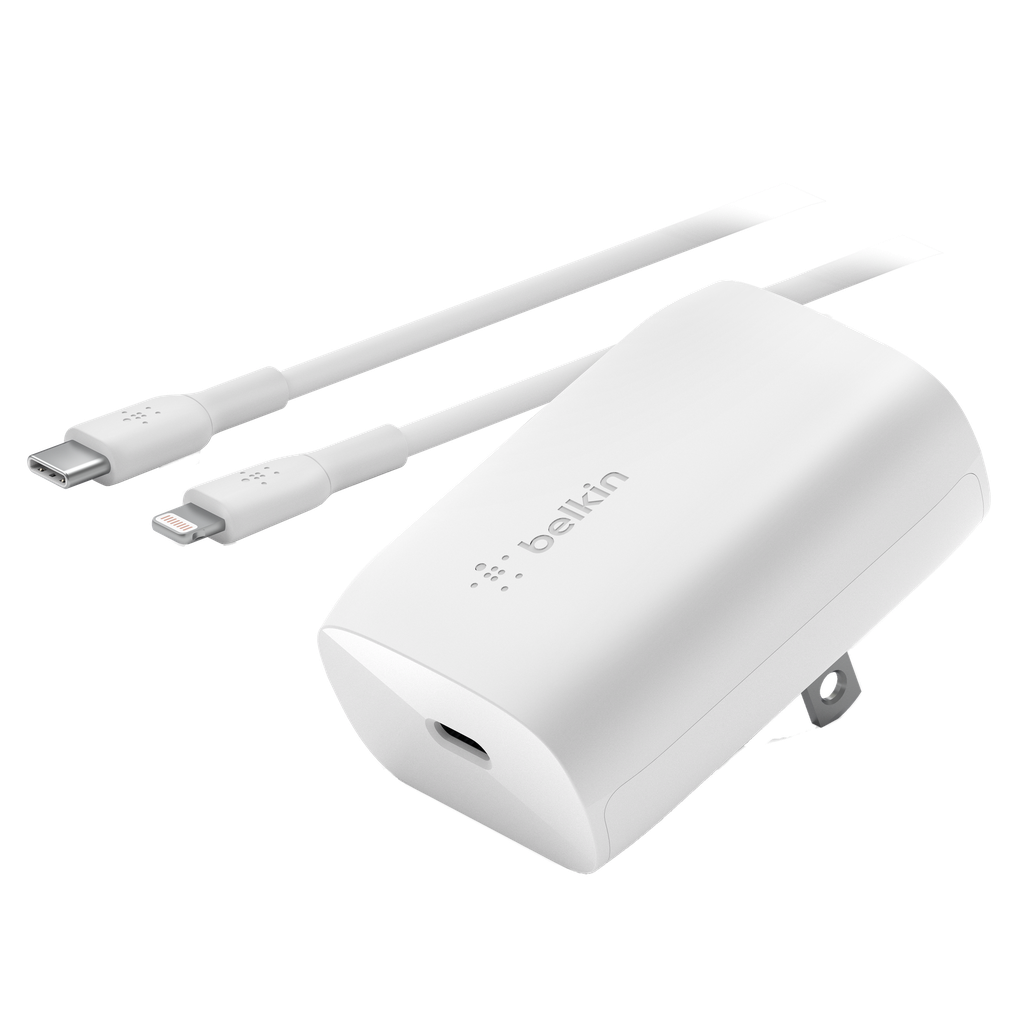 Belkin - Usb C Pps Wall Charger 30w With Type C To Lighting Cable 1m  - White