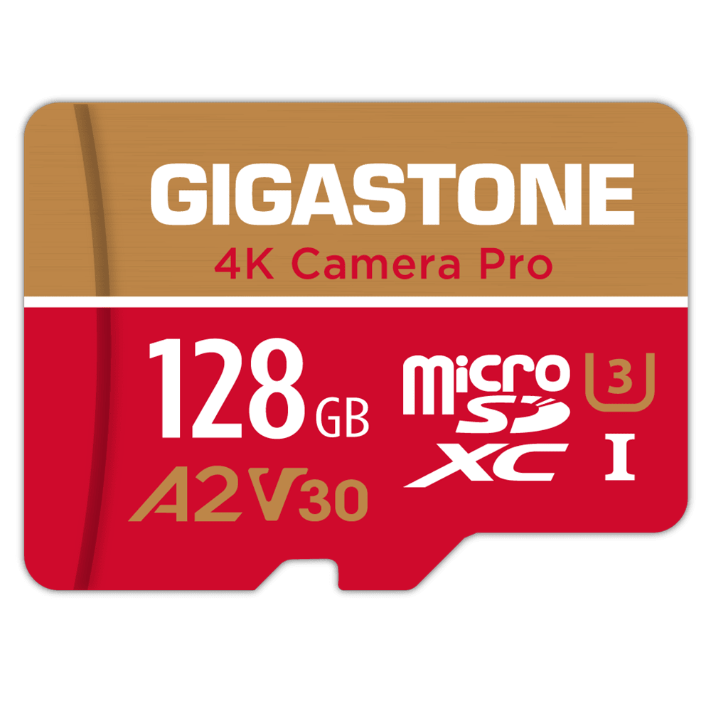 Gigastone - Microsd A2 V30 Memory Card 128gb - Red And Gold