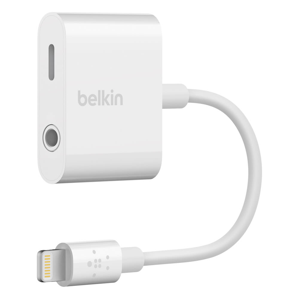 Belkin - Rockstar Lightning To 3.5mm Audio And Charging Adapter - White