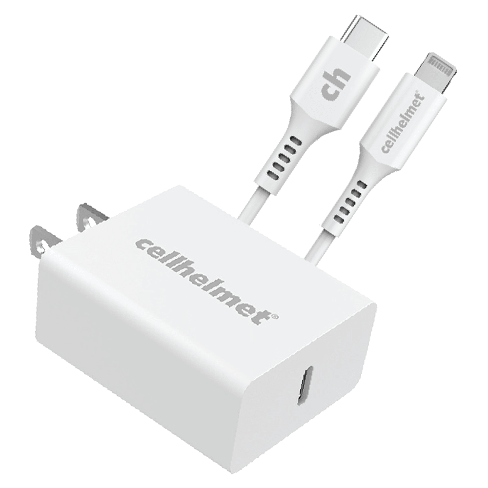 Cellhelmet - Pd Usb C Wall Charger 20w And Usb C To Apple Lightning Cable 3ft - White
