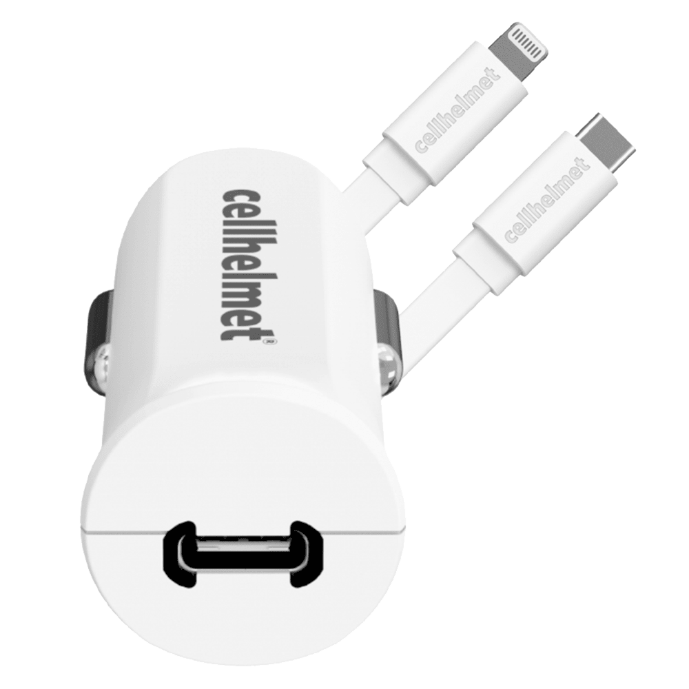 Cellhelmet - Pd Usb C Car Charger 20w And Usb C To Apple Lightning Cable 3ft - White