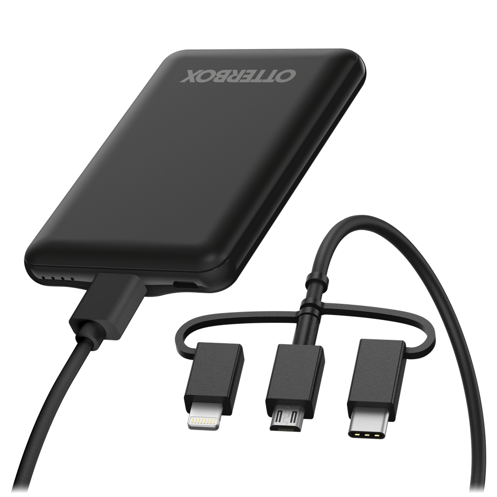 Otterbox - Mobile Charging Kit Power Bank 5000 Mah And 3 In 1 Cable 1m - Black