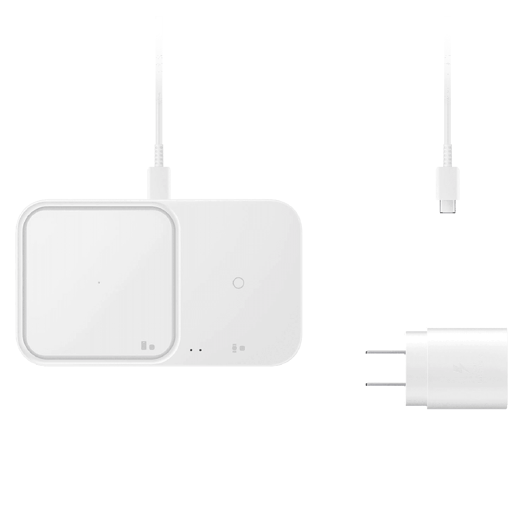 Samsung - Dual Fast Wireless Charger 15w With Usb C Cable And Power Head - White