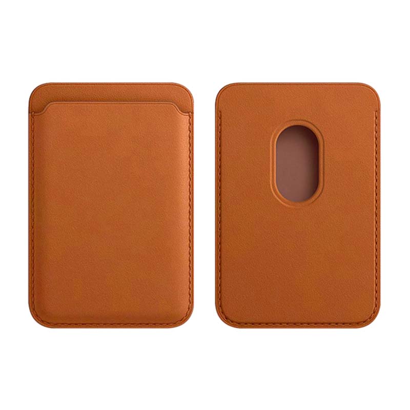 PU Leather Magnet Phone Card Holder - Brown