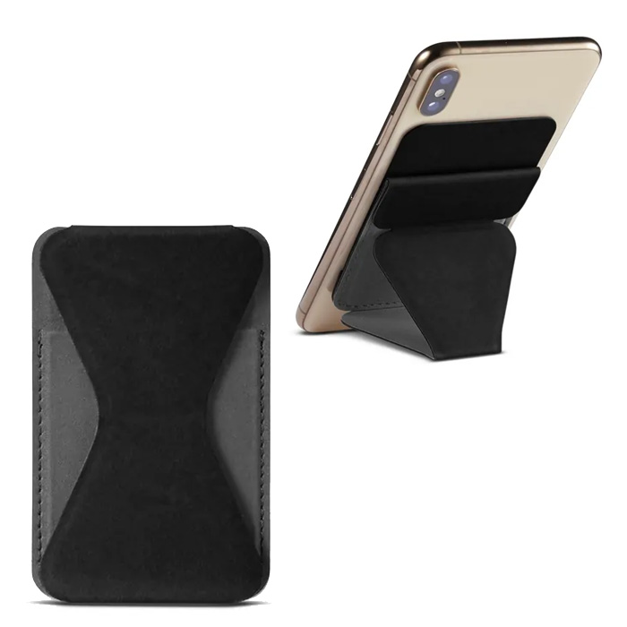 Universal Card Holder & Phone Stand with 3M Adhesive - Black