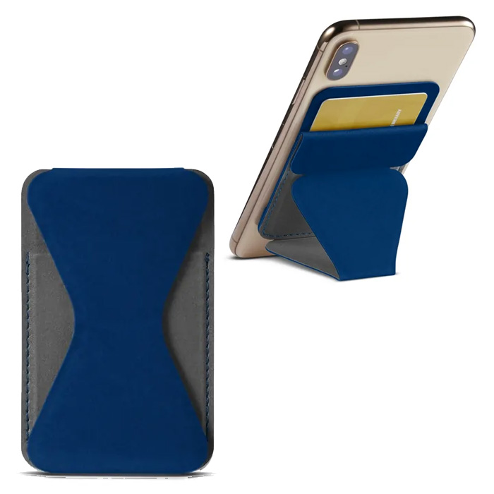Universal Card Holder & Phone Stand with 3M Adhesive - Blue