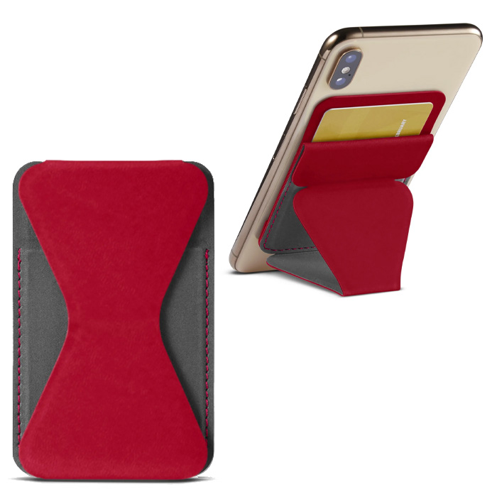 Universal Card Holder & Phone Stand with 3M Adhesive - Red