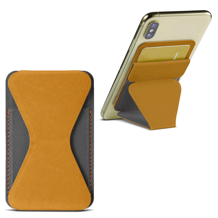 Universal Card Holder & Phone Stand with 3M Adhesive - Yellow
