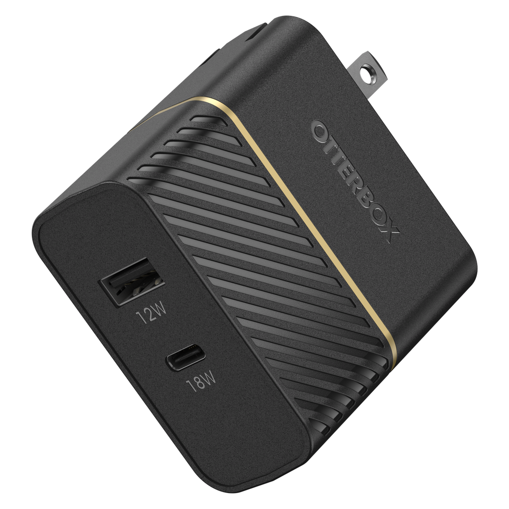 Otterbox - Fast Charge Pd Usb C And Usb A Dual Port Wall Charger 30w - Black Shimmer