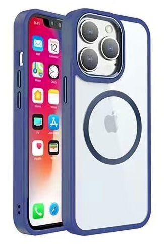 Metal Wireless Charging Case for iPhone 14 / 13 -Darkblue