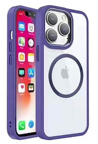 Metal Wireless Charging Case for iPhone 14 Plus - Purple
