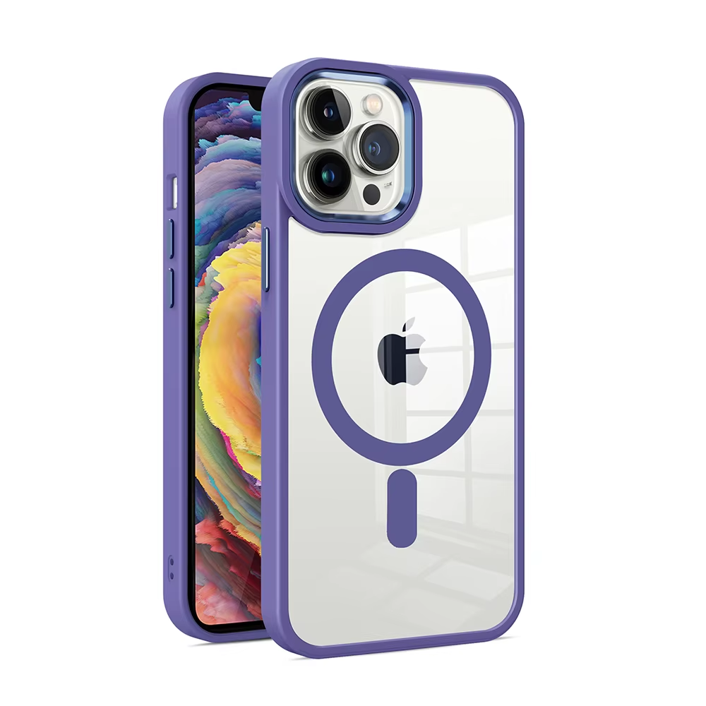 Metal Wireless Charging Case for iPhone 14 Plus - Purple