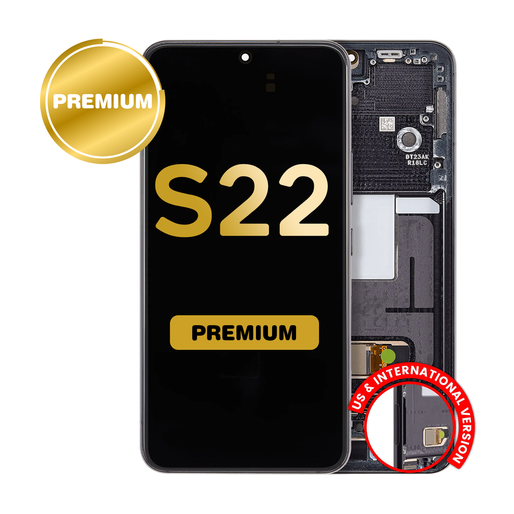 OLED Assembly for Samsung Galaxy S22 (S901) with Frame - Phantom Black (Premium)
