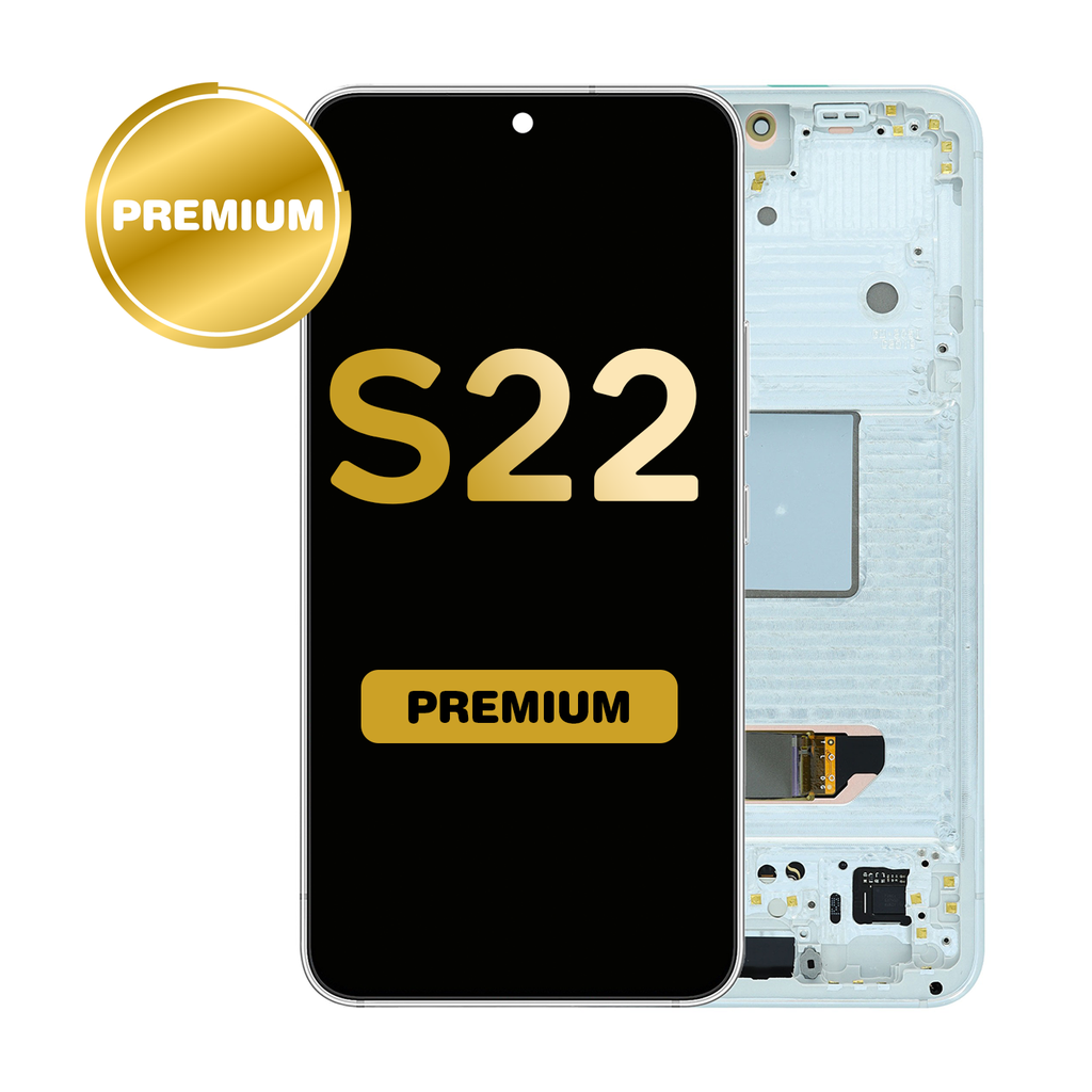 OLED Assembly for Samsung Galaxy S22 (S901) with Frame - Phantom White (Premium)