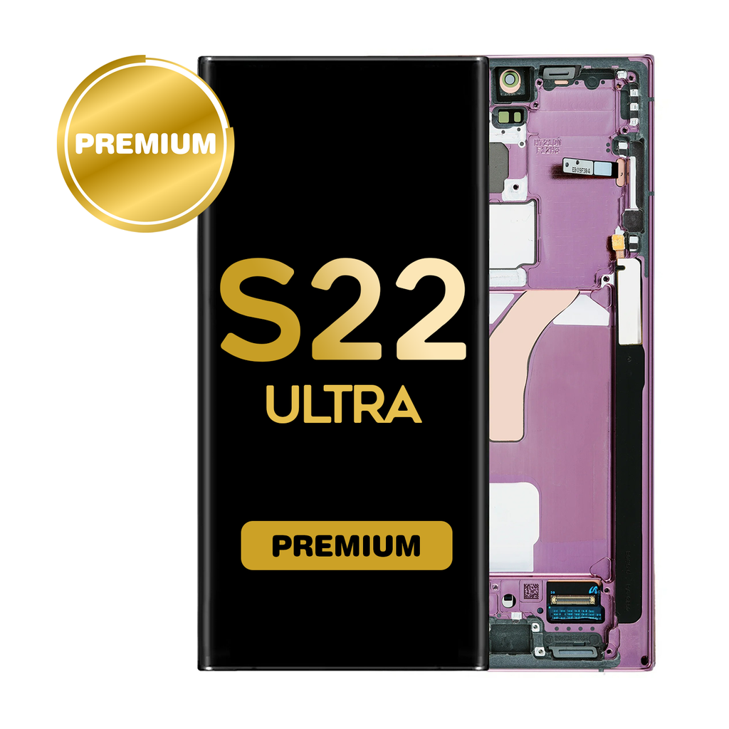 OLED Assembly for Samsung Galaxy S22 Ultra (S908) with Frame - Burgundy (Premium)