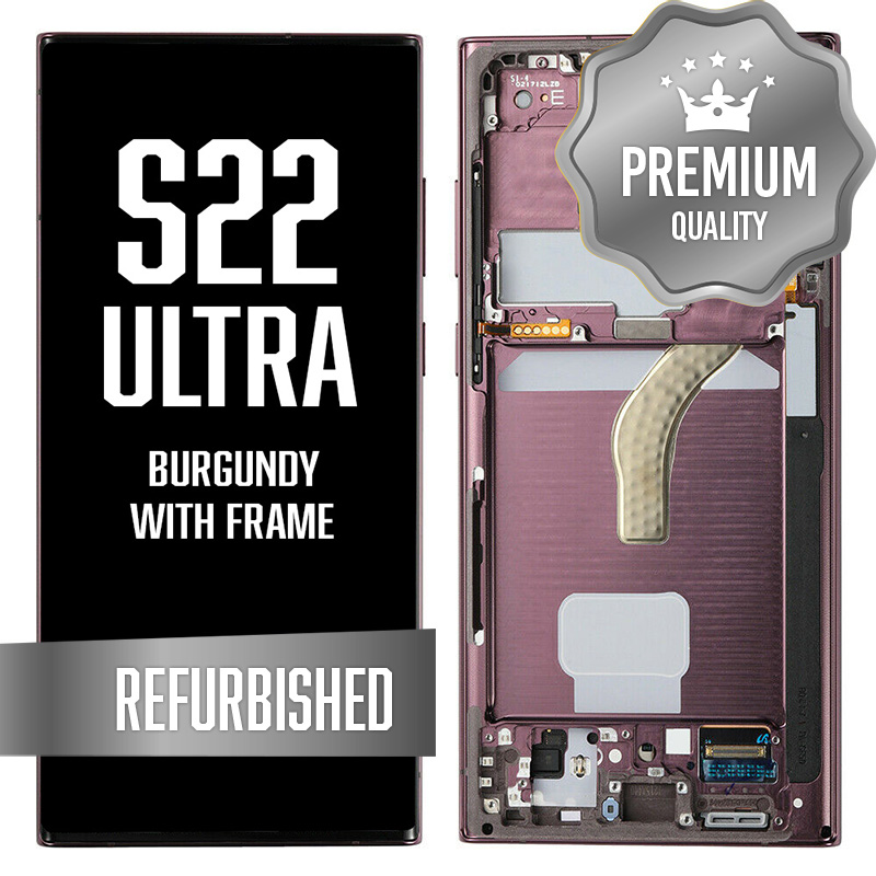 OLED Assembly for Samsung Galaxy S22 Ultra With Frame - Burgundy (Refurbished)