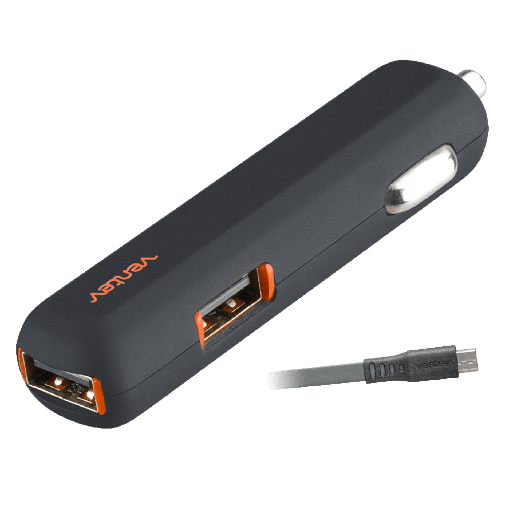 Ventev - 24w Dashport R2240 Dual Usb A Car Charger And Usb A To Micro Cable 3.3ft - Gray