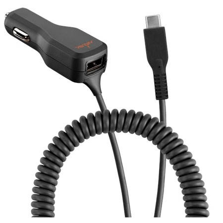 Ventev - 20w Dashport R2400c Dual Car Charger With Usb A And Connected Usb C Cable - Gray