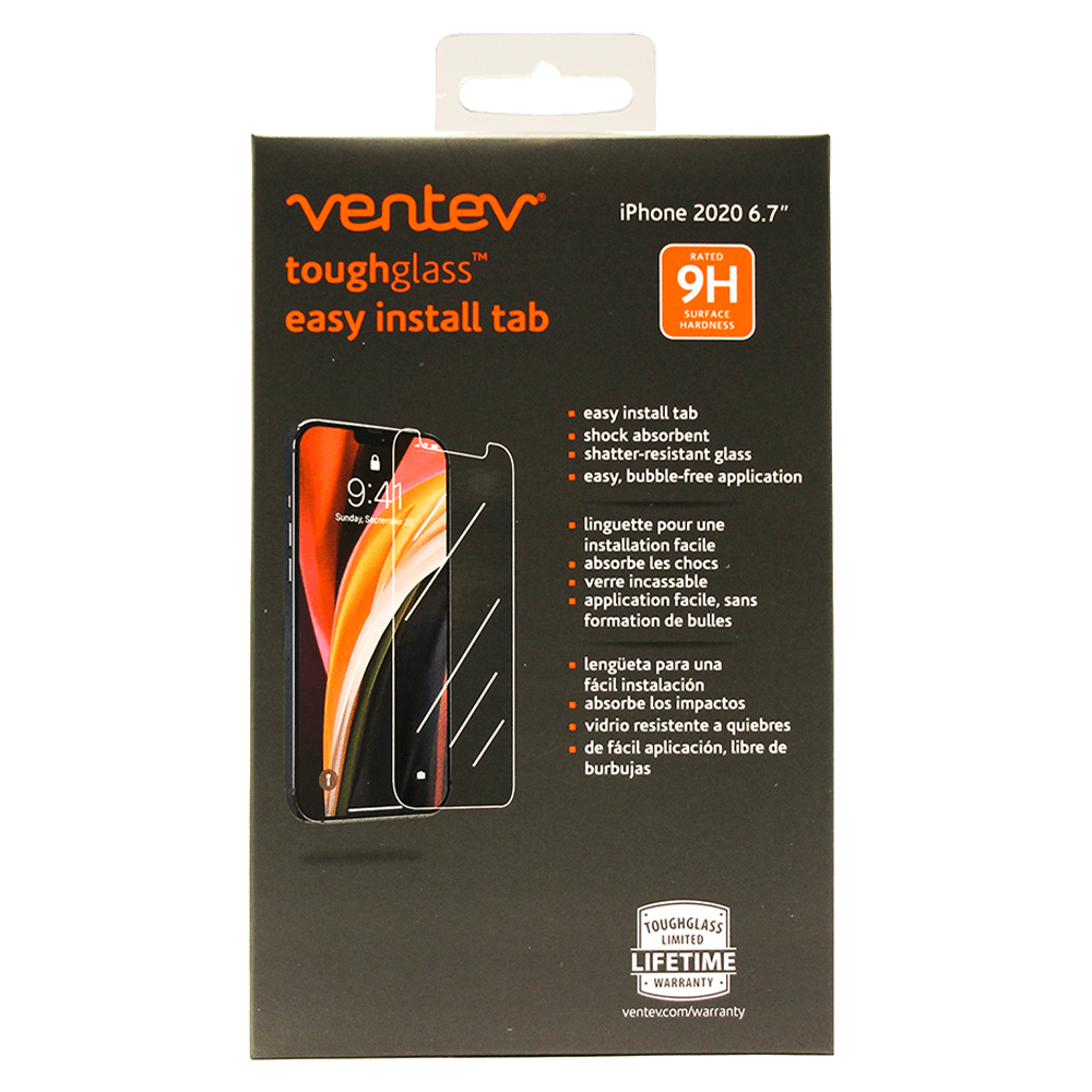 Ventev - Toughglass Easy Install Tab Tempered Glass Screen Protector For Apple Iphone 12 Pro Max - Clear