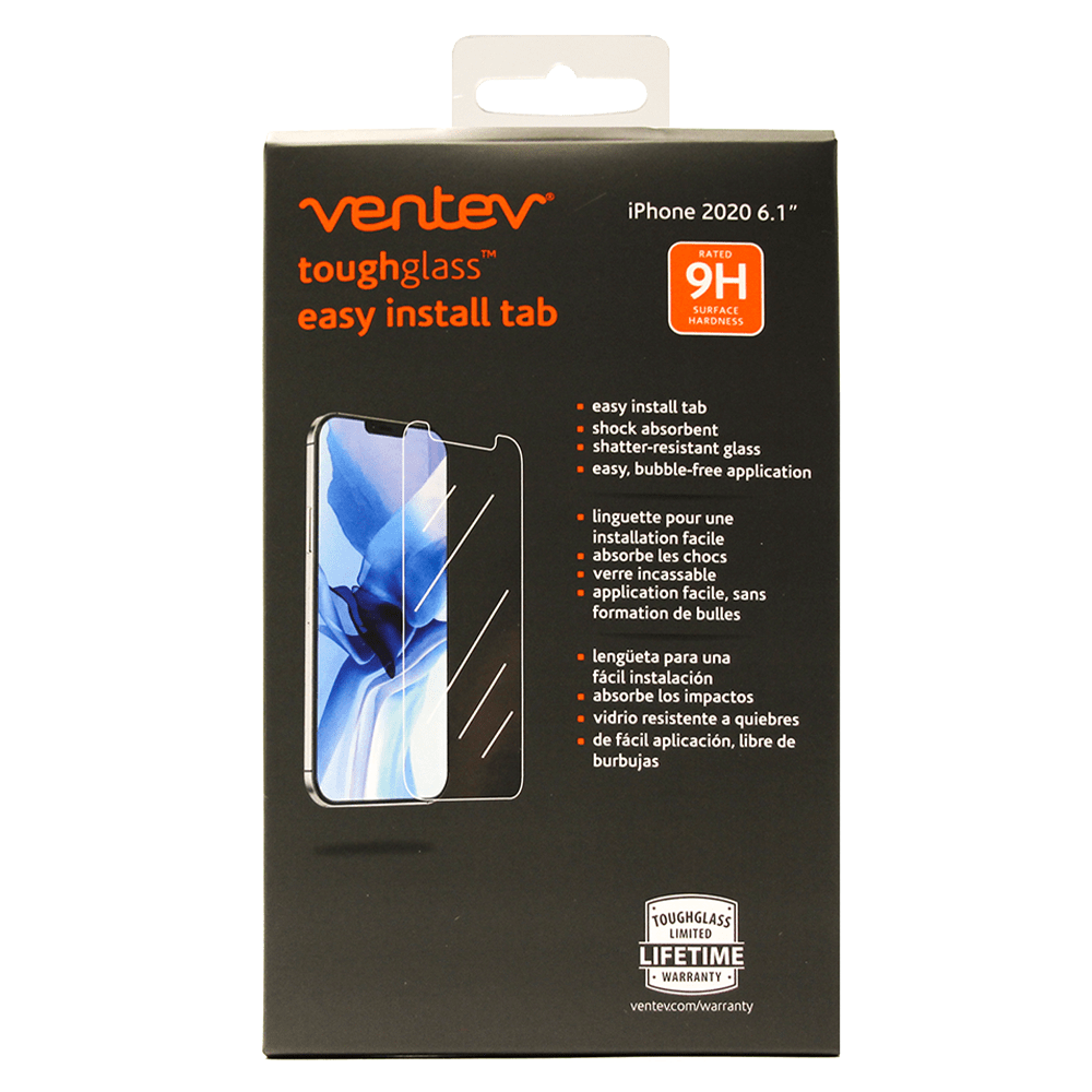 Ventev - Toughglass Easy Install Tab Tempered Glass Screen Protector For Iphone 12  /  12 Pro - Clear