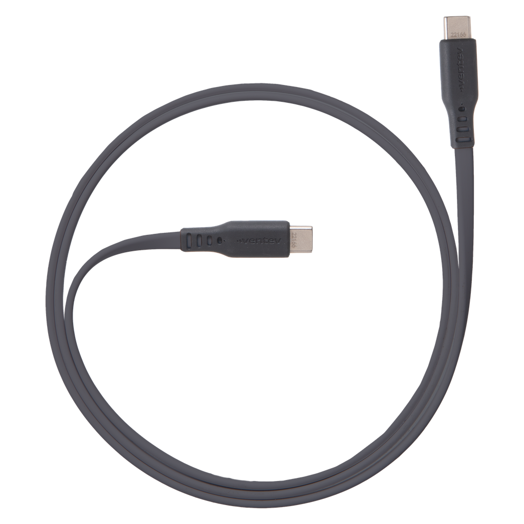 Ventev - Chargesync Flat Usb C To Usb C Cable 3.3ft - Grey