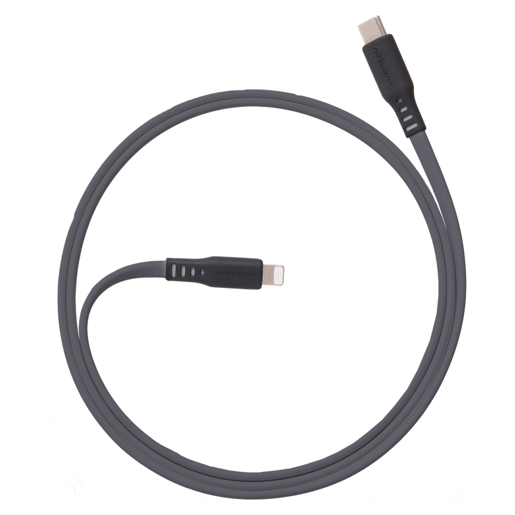Ventev - Chargesync Flat Usb C To Apple Lightning Cable 3ft - Gray