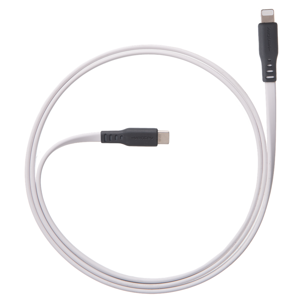 Ventev - Chargesync Flat Usb C To Apple Lightning Cable 3ft - White