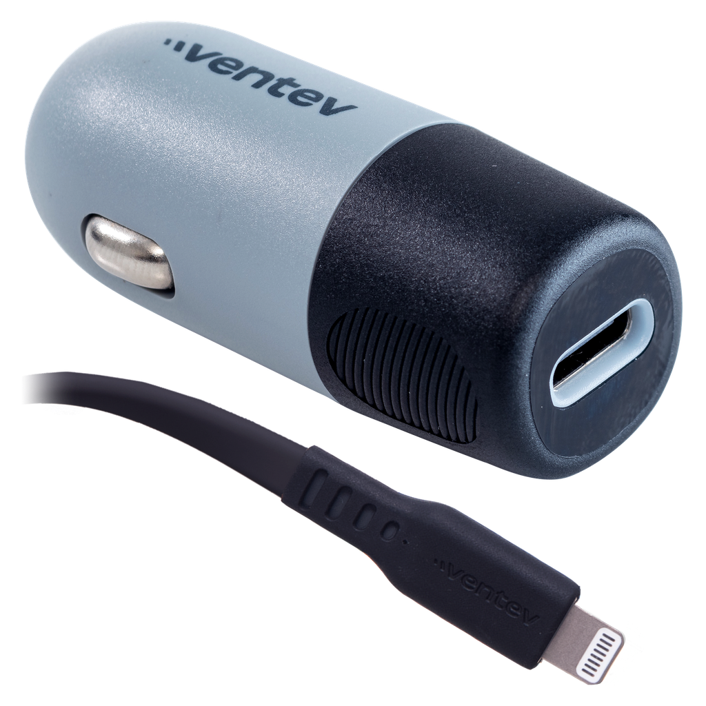 Ventev - 20w Usb C Pd Car Charger And C To Apple Lightning Cable - Dark Gray