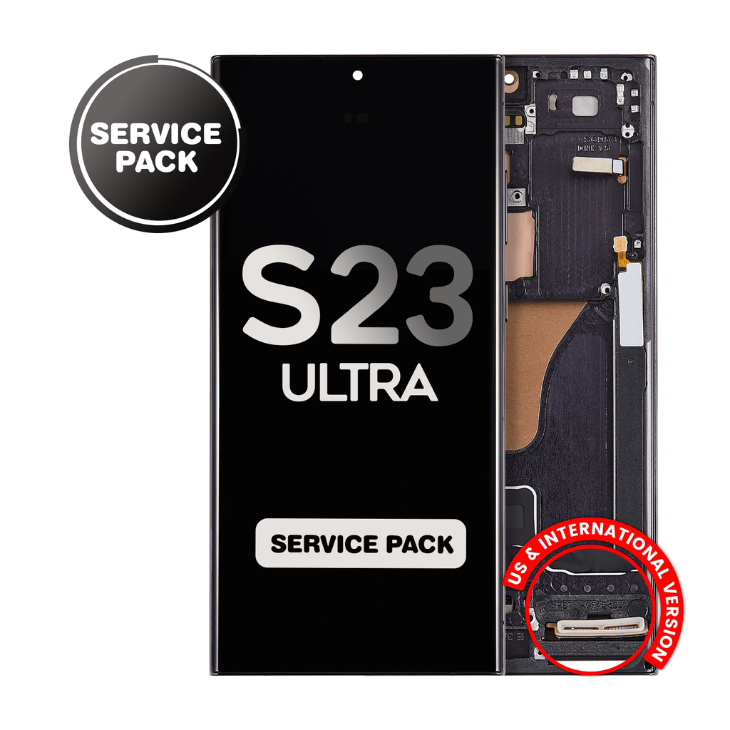 OLED Assembly for Samsung Galaxy S23 Ultra (S918) with Frame - Phantom Black (Service Pack)