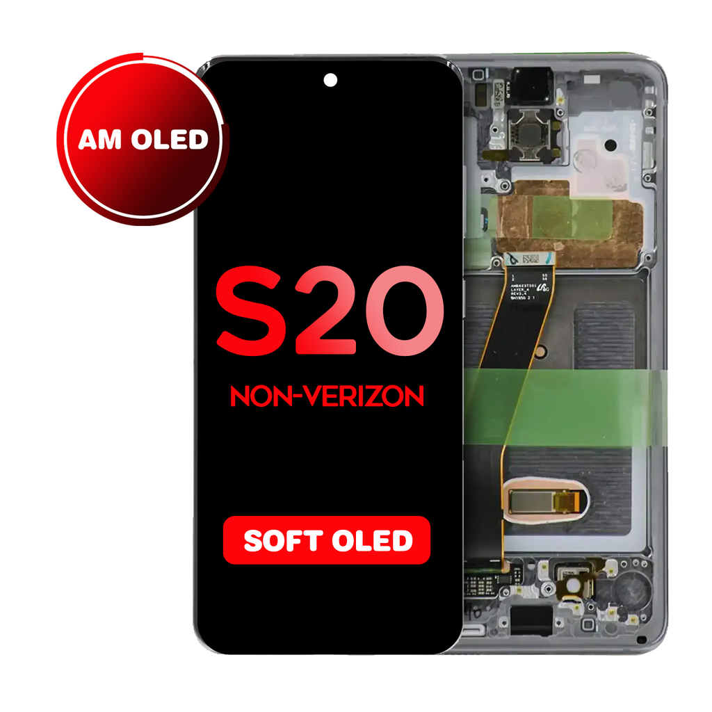 OLED Assembly for Samsung Galaxy S20 (G980 / G981) with Frame - Cosmic Gray (Non-Verizon 5G UW Frame) (Aftermarket - OLED)