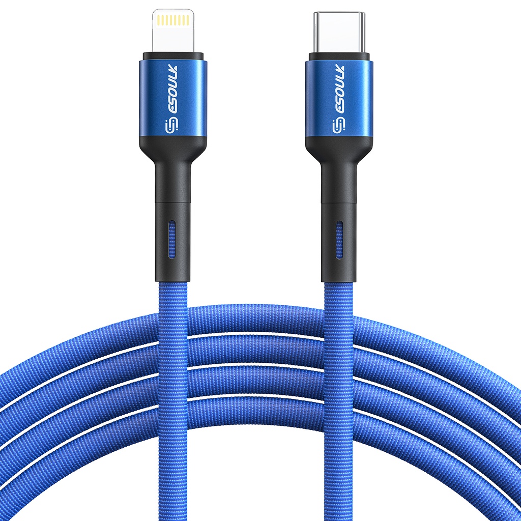 Esoulk 10ft Fast Charging Cable C to 8 Pin - Blue
