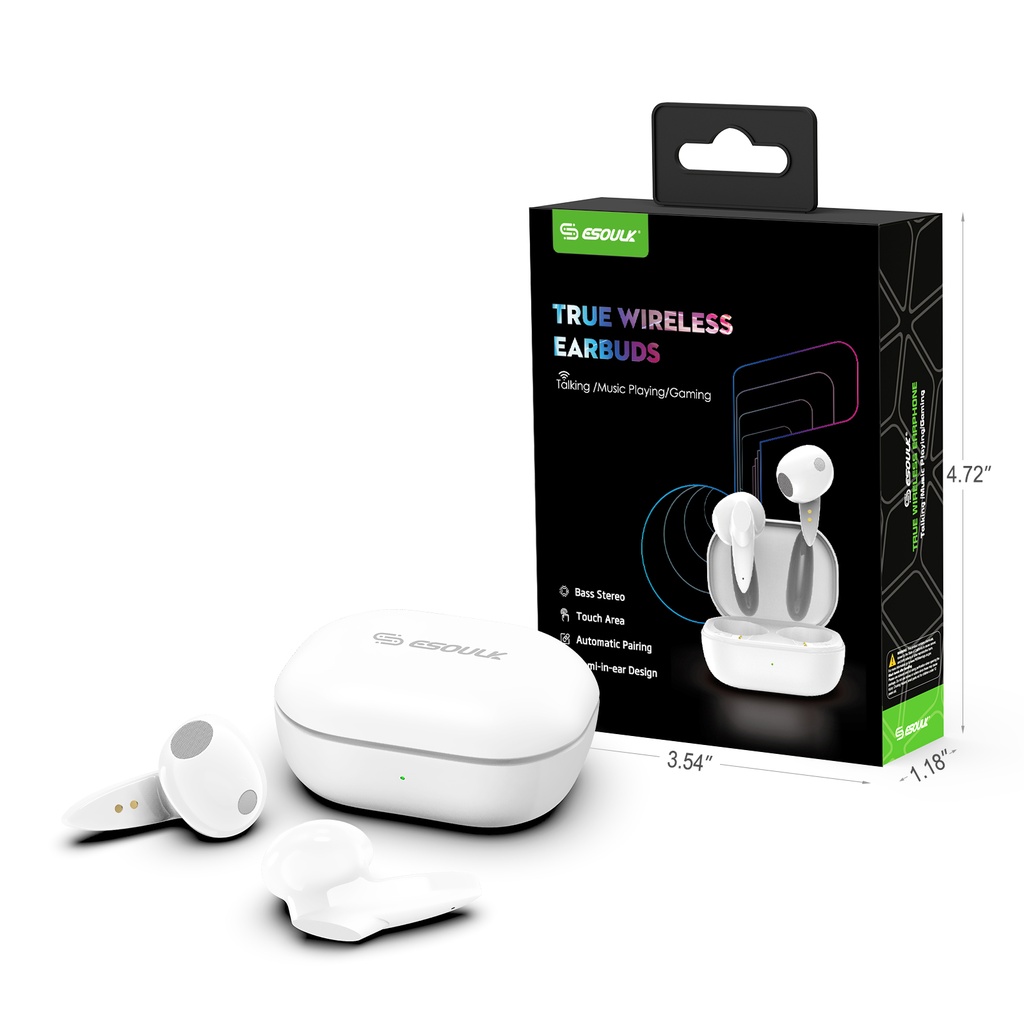 Esoulk True Wireless Earbuds - White