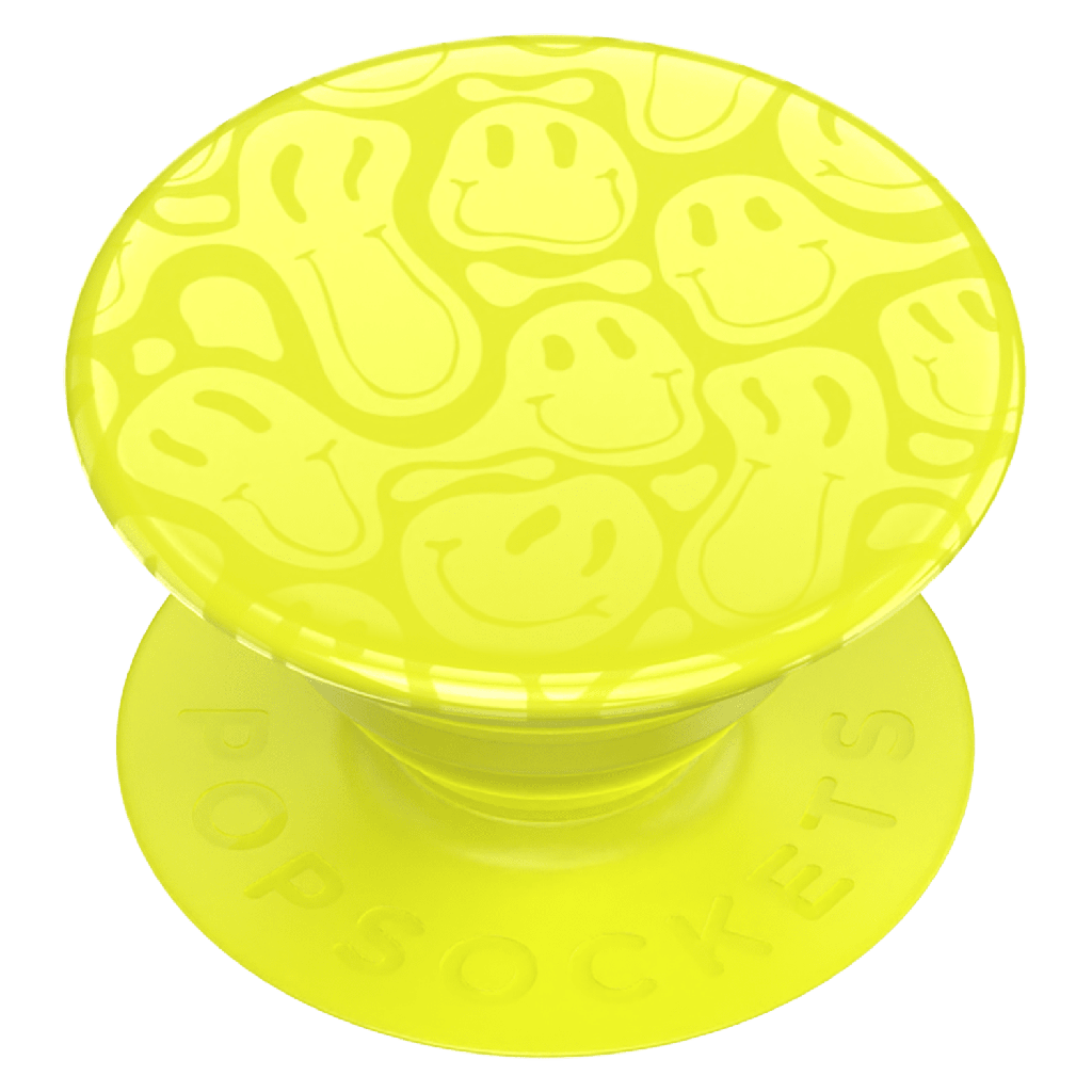 Popsockets - Popgrip - Neon Jolt Yellow Smiley Melt