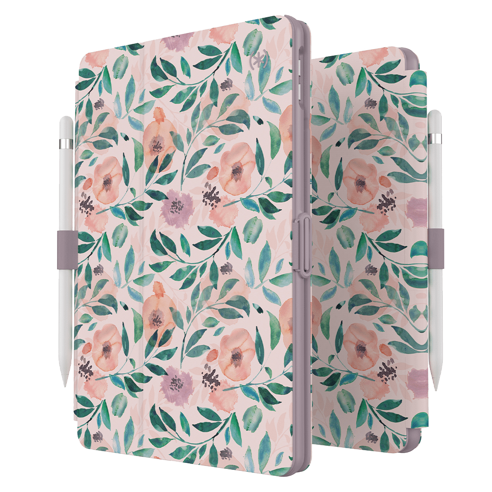 Speck - Balance Folio Case For Apple Ipad 10.2 - Watercolor Roses And Washed Lilac