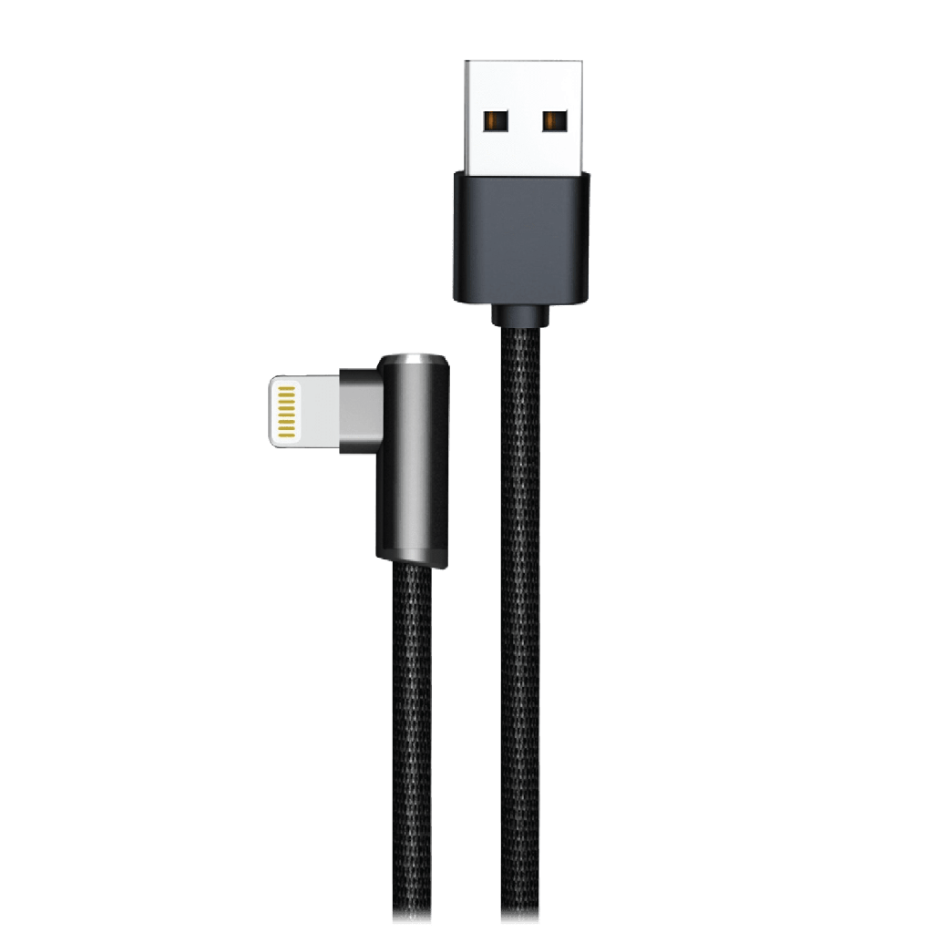 Ampd - 90 Degree Gamer Usb A To Apple Lightning Cable - Black
