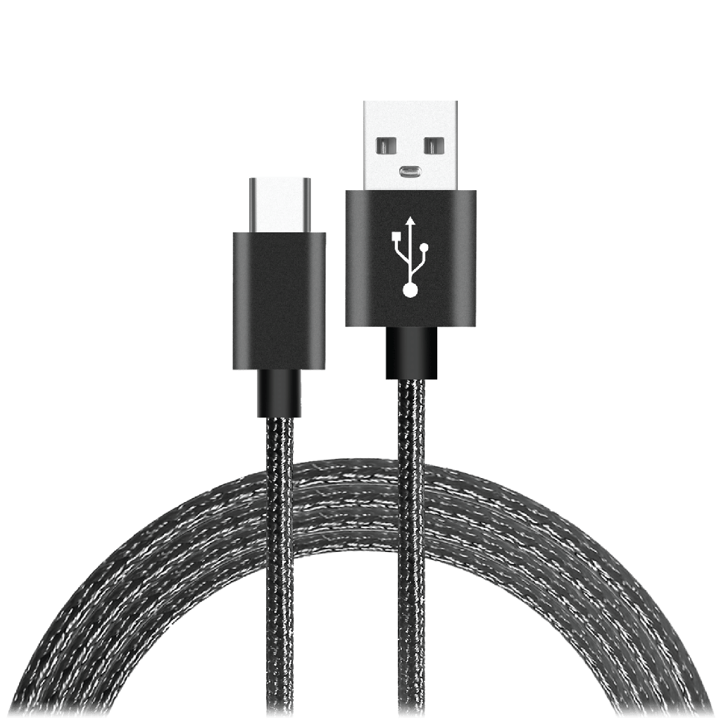 Ampd - Volt Plus Usb A To Type C Braided Cable 6ft - Black