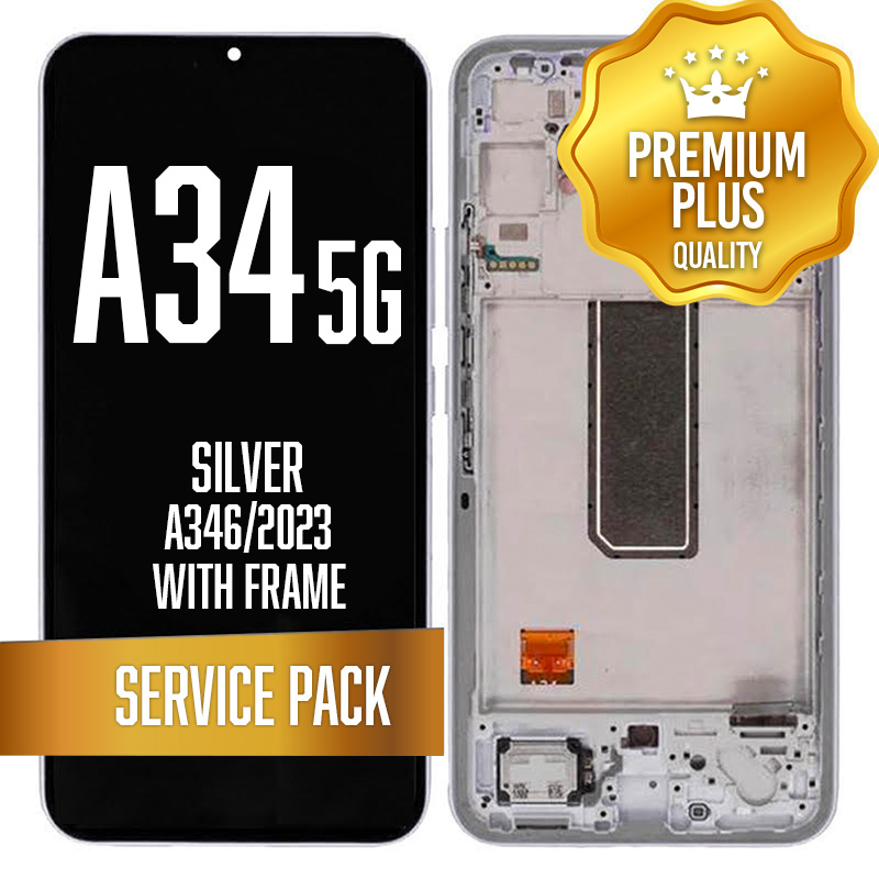 OLED Assembly For Samsung Galaxy A346 (A34 5G 2023) with Frame - Silver (Service Pack)